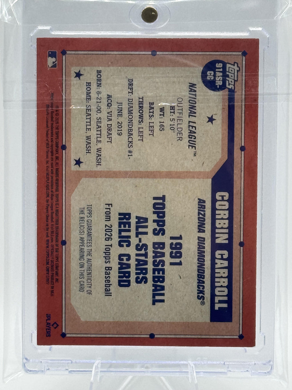 2026 Topps Corbin Carroll #91ASR-CC 1991 Relic 033/150 Blue Parallel NM