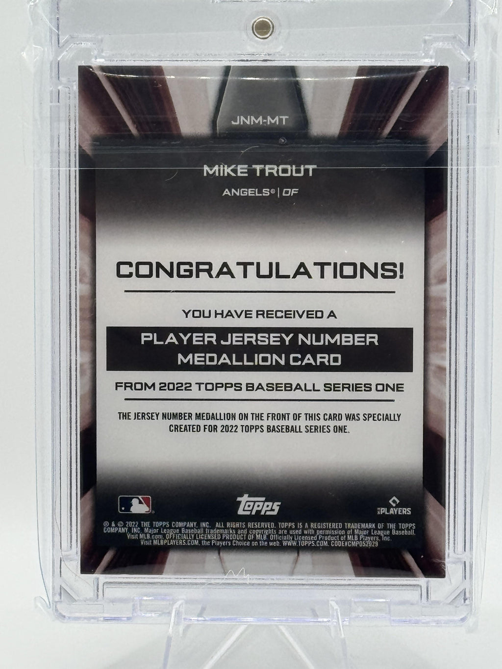 2022 Topps Mike Trout #JNM-MT Near Mint or Better
