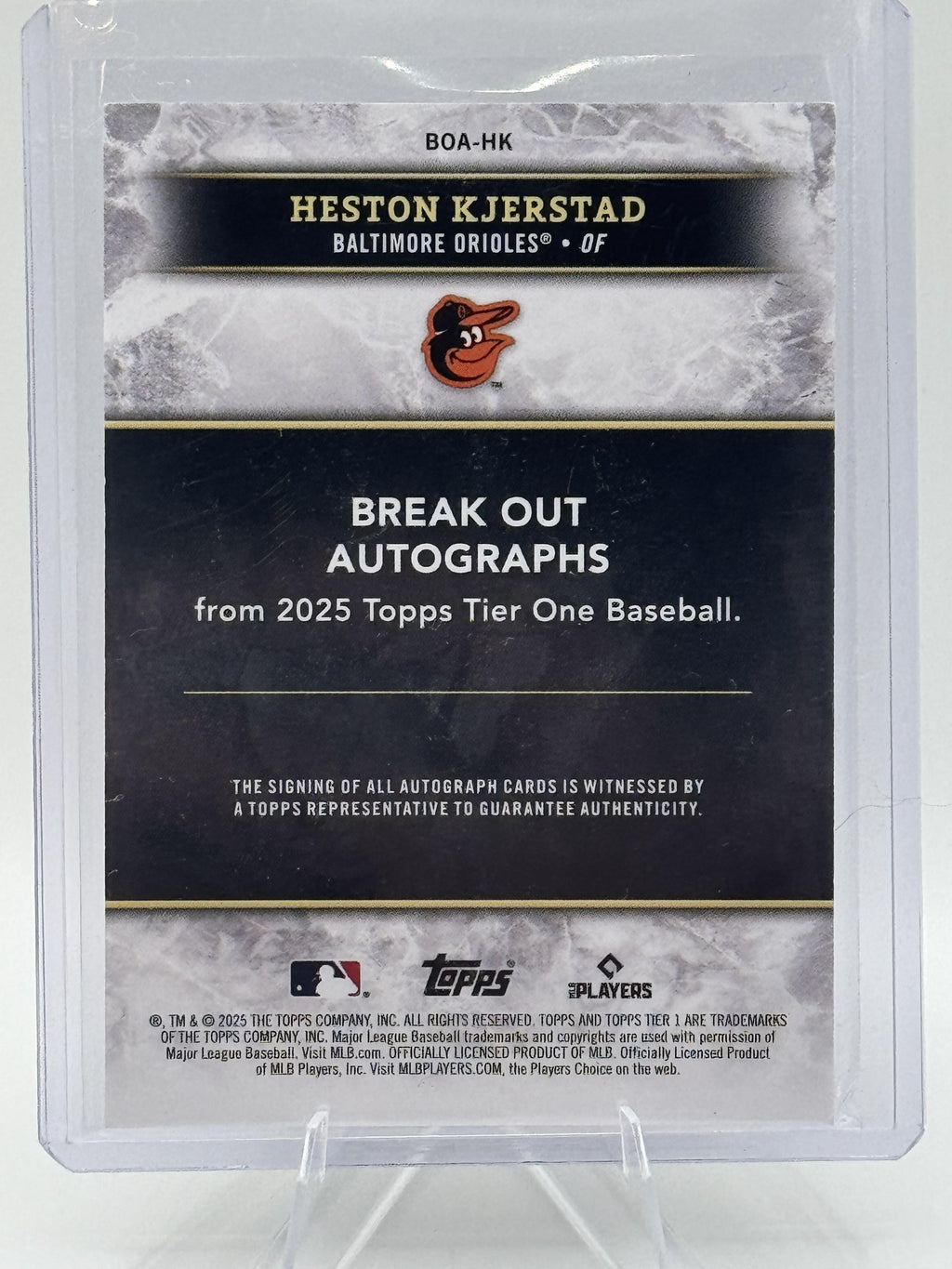 2025 Topps Tier One Heston Kjerstad #BOA-HK Auto, /199 Near Mint or Better