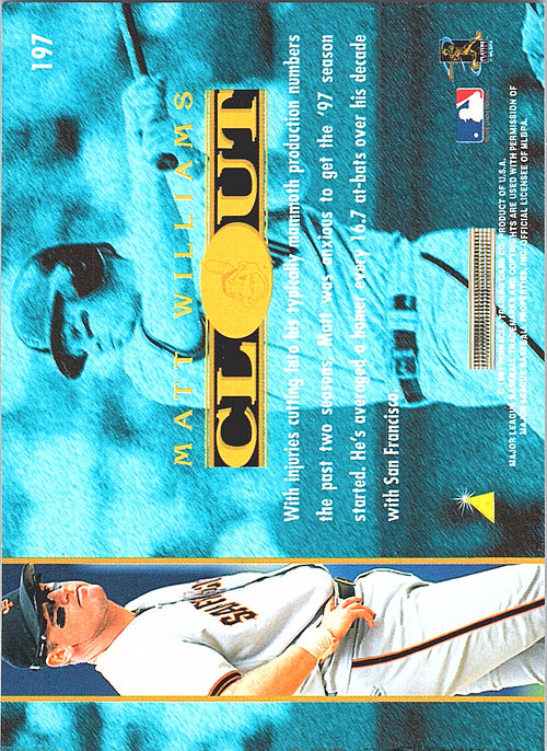 1997 Pinnacle Matt Williams #197 San Francisco Giants Excellent