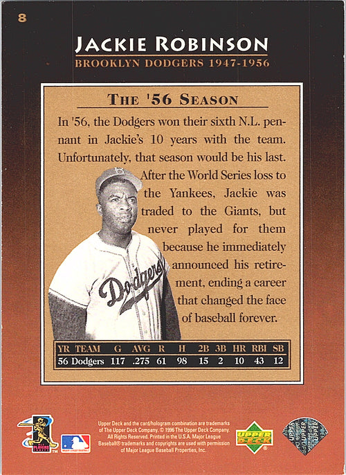 1997 Upper Deck Jackie Robinson #8 Brooklyn Dodgers Excellent