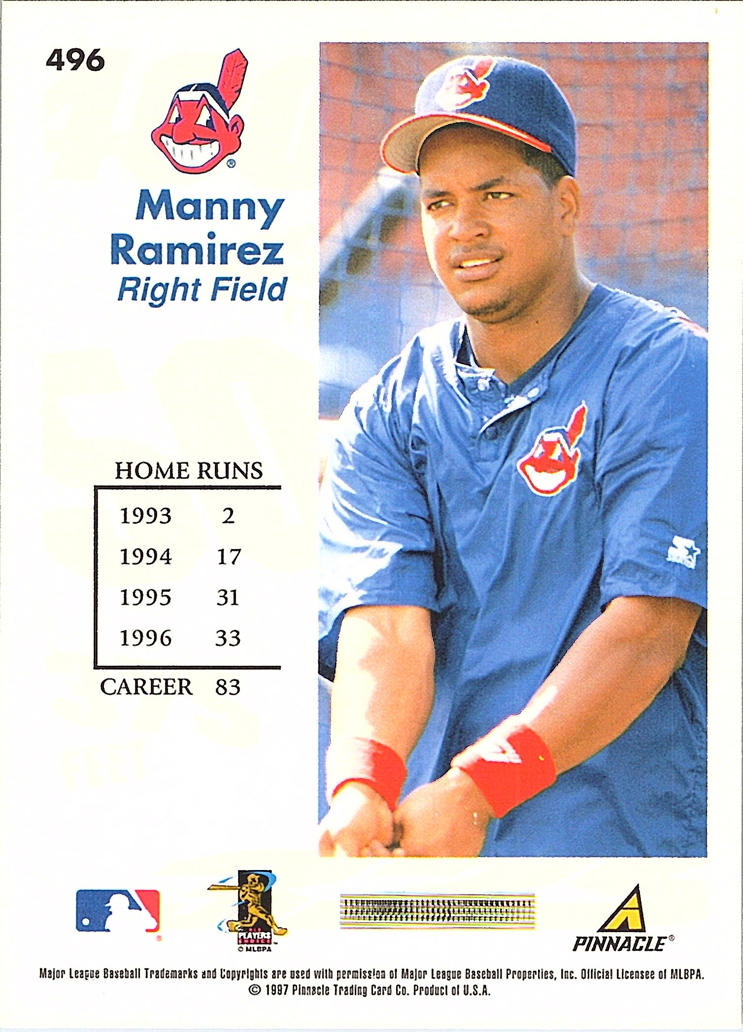 1997 Score Manny Ramirez #496 Cleveland Indians Excellent