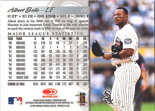 1998 Donruss Albert Belle #36 Chicago White Sox Excellent