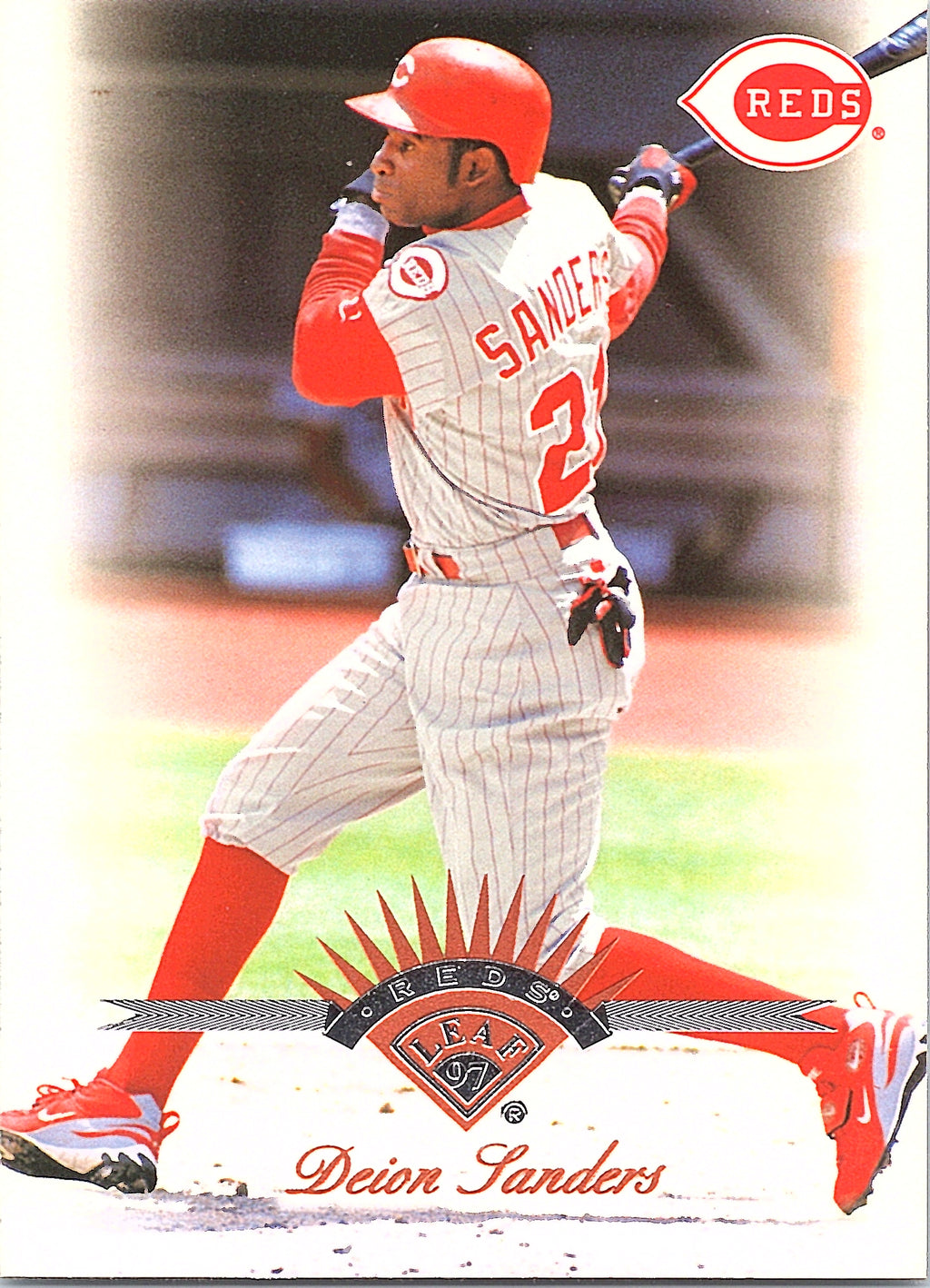 1997 Leaf Deion Sanders #209 Cincinnati Reds Excellent