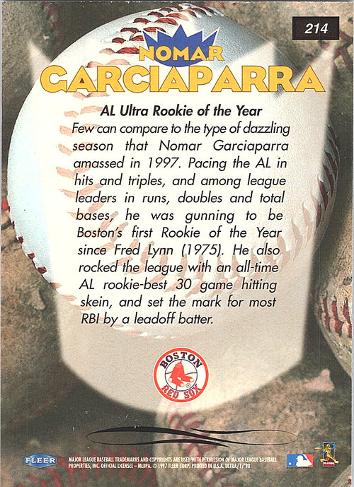 1998 Ultra Nomar Garciaparra #214 Boston Red Sox Excellent