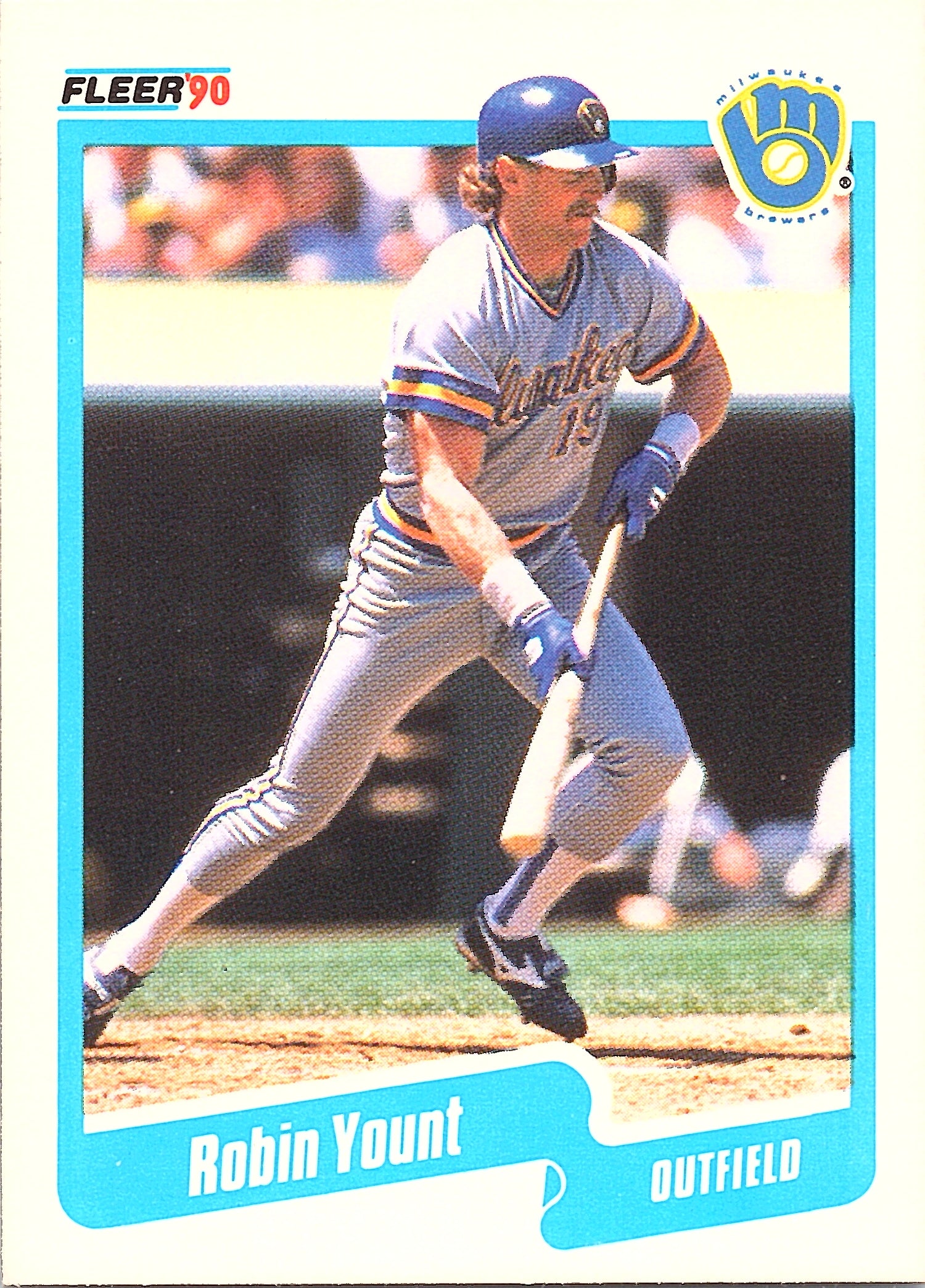 1990 Fleer Robin Yount #340b Milwaukee Brewers Excellent