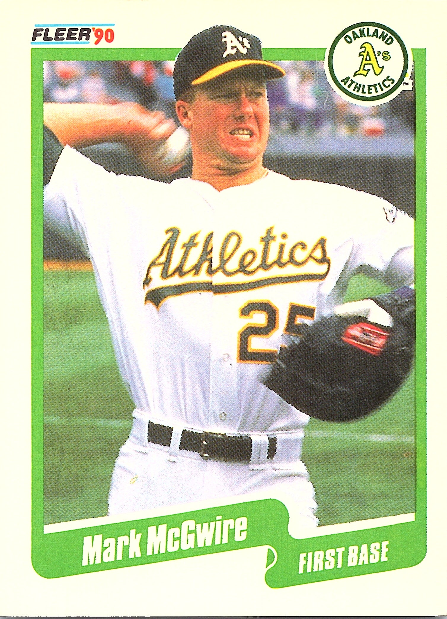 1990 Fleer Mark McGwire #15b Oakland Athletics Excellent