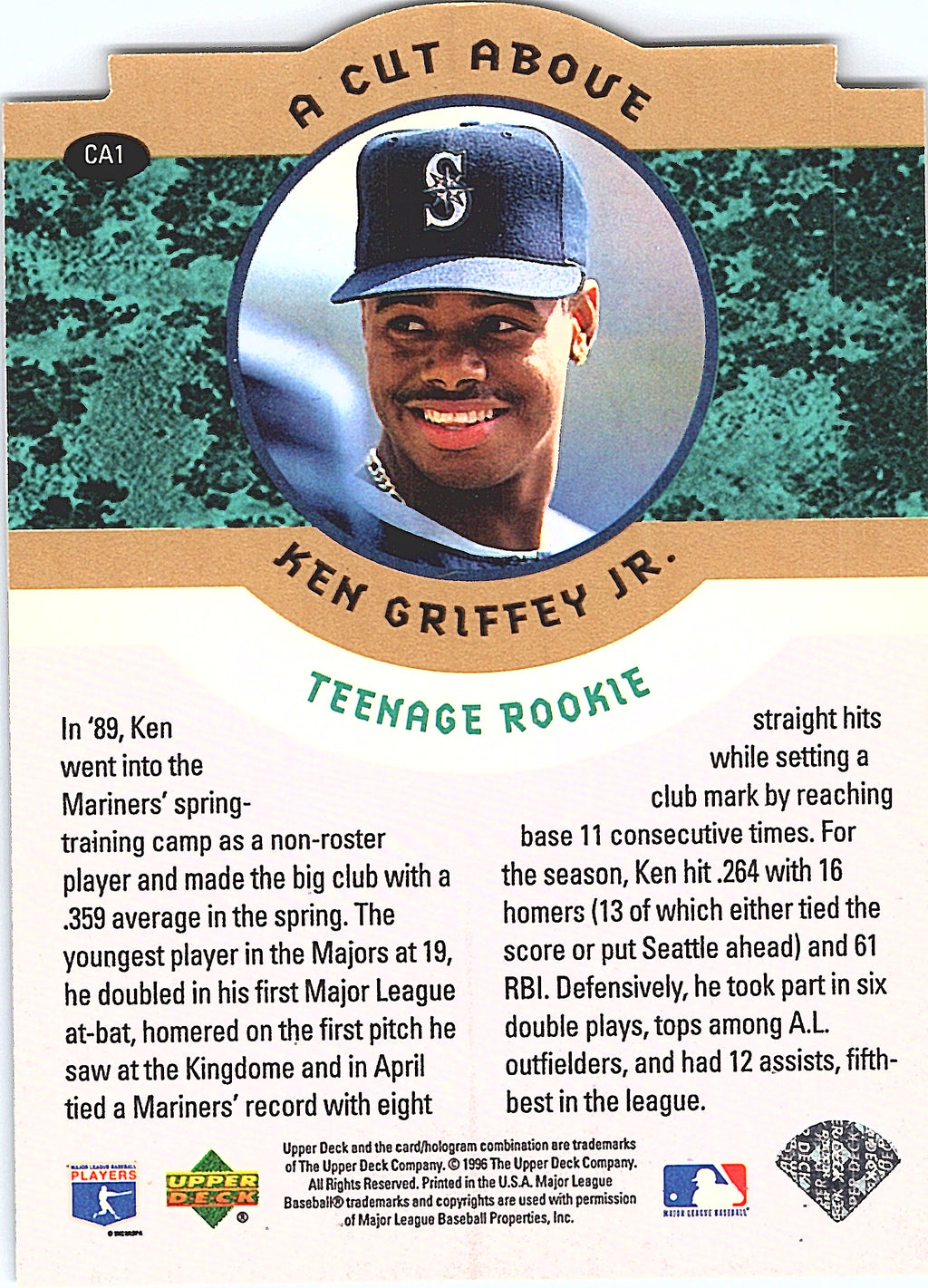 1996 Collector's Choice Ken Griffey Jr. #CA1 Die Cut Mariners Excellent