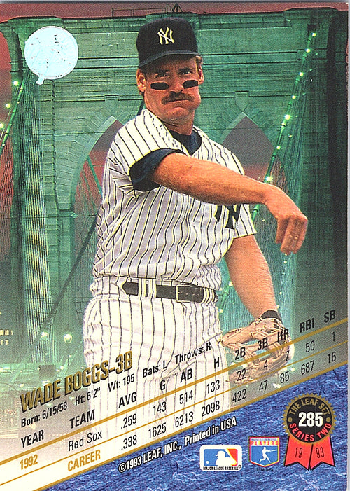 1993 Leaf Wade Boggs #285 New York Yankees Excellent