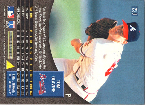 1996 Pinnacle Tom Glavine #230 Atlanta Braves Excellent