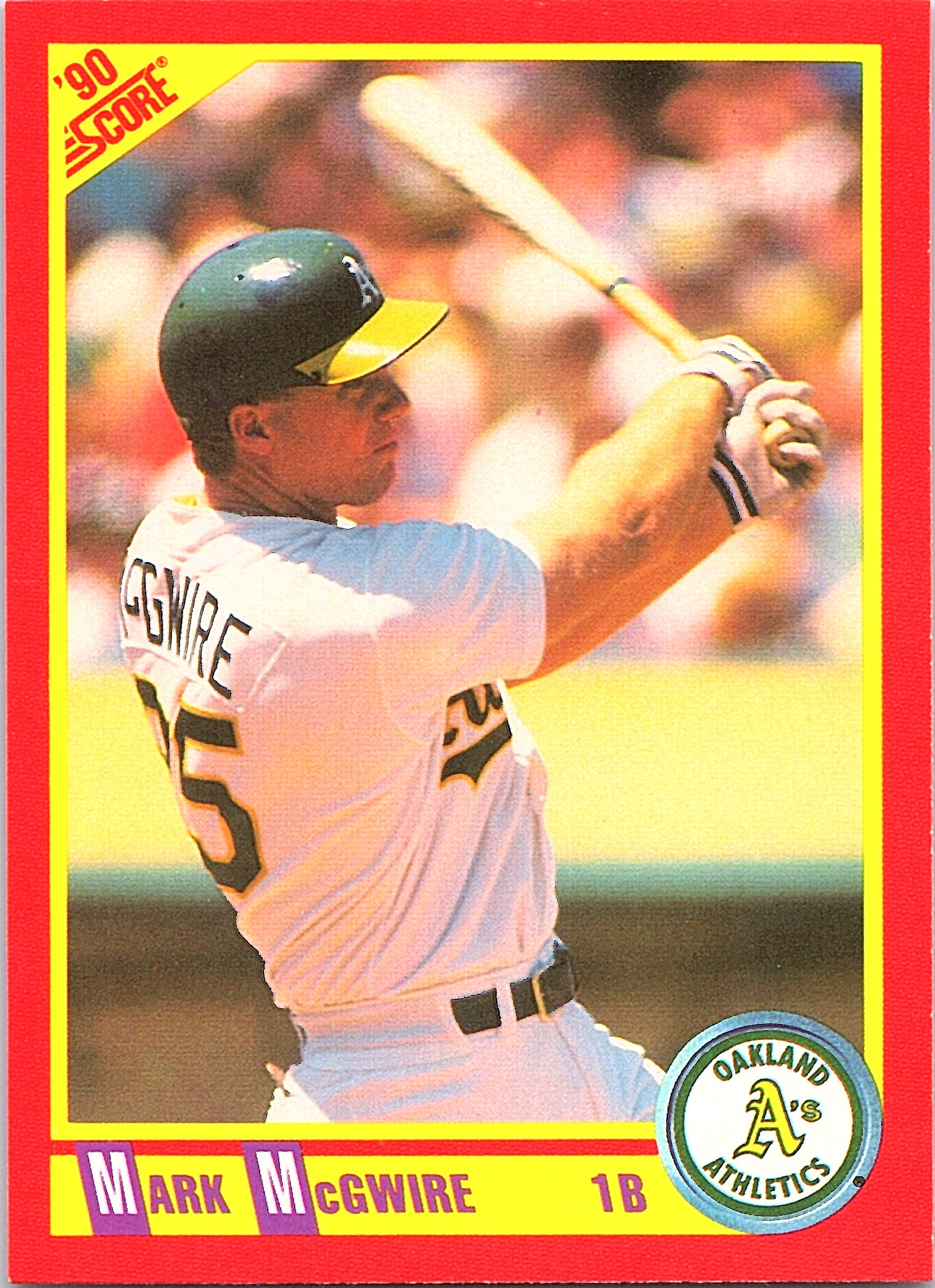 1990 Score Mark McGwire #385 Oakland Athletics Excellent