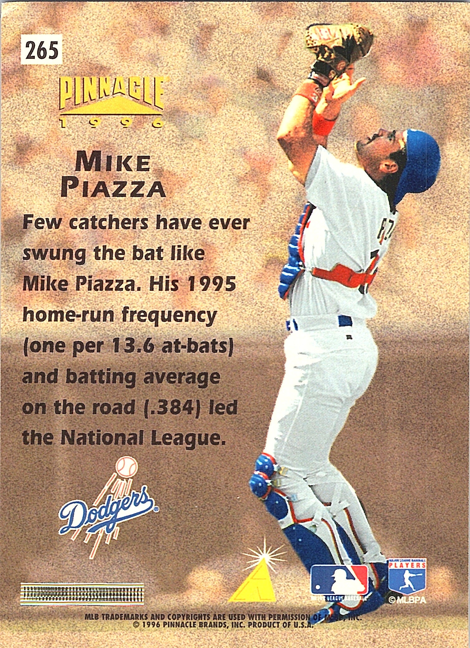 1996 Pinnacle Mike Piazza #265 Los Angeles Dodgers Excellent