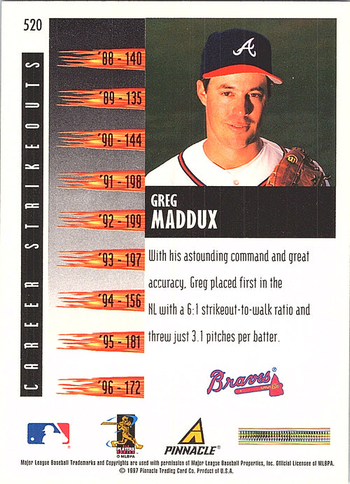 1997 Score Greg Maddux #520 Atlanta Braves Excellent