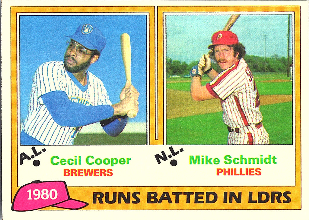 1981 Topps 1980 RBI Leaders Cecil Cooper / Mike Schmidt #3 Excellent