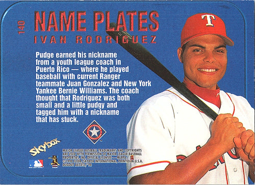 1998 SkyBox Dugout Axcess Ivan Rodriguez #140 Texas Rangers Excellent