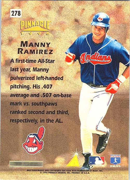 1996 Pinnacle Manny Ramirez #278 Cleveland Indians Excellent