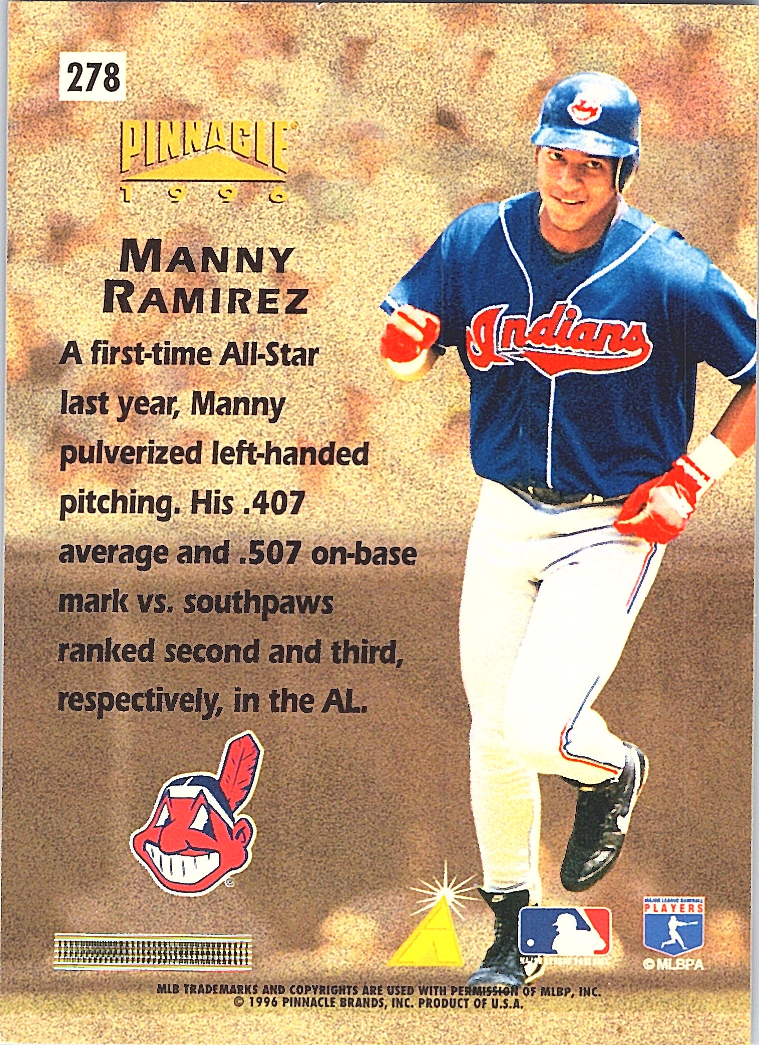 1996 Pinnacle Manny Ramirez #278 Cleveland Indians Excellent