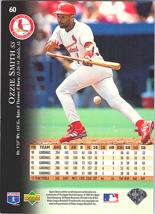 1995 Upper Deck Ozzie Smith #60 St. Louis Cardinals Excellent