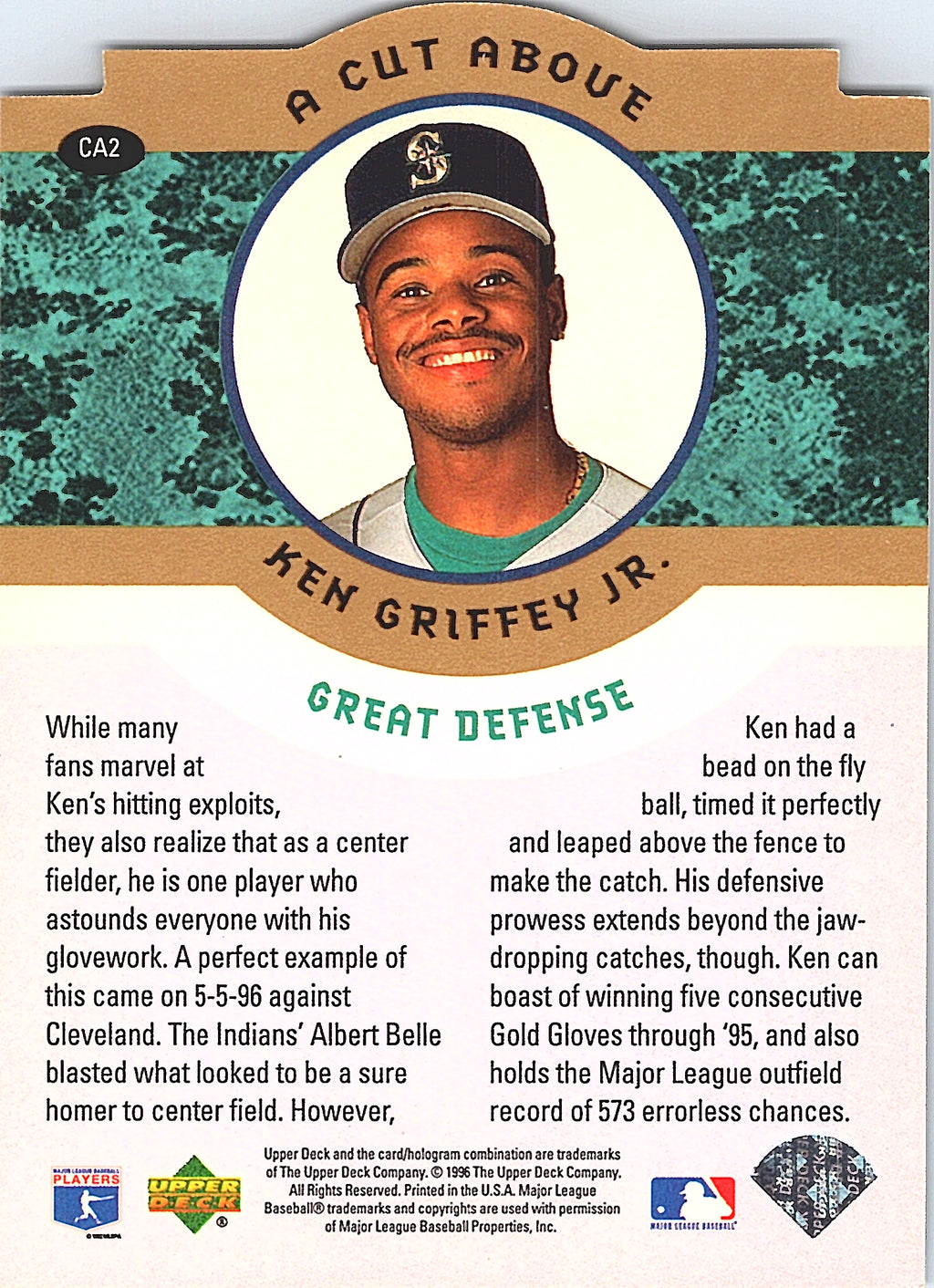 1996 Collector's Choice Ken Griffey Jr. #CA2 A Cut Above Mariners Excellent