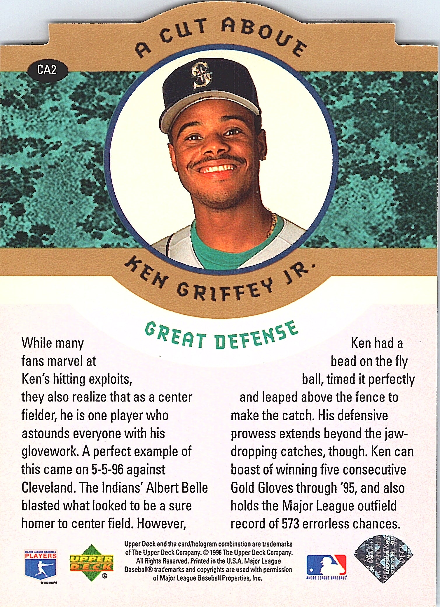 1996 Collector's Choice Ken Griffey Jr. #CA2 A Cut Above Mariners Excellent