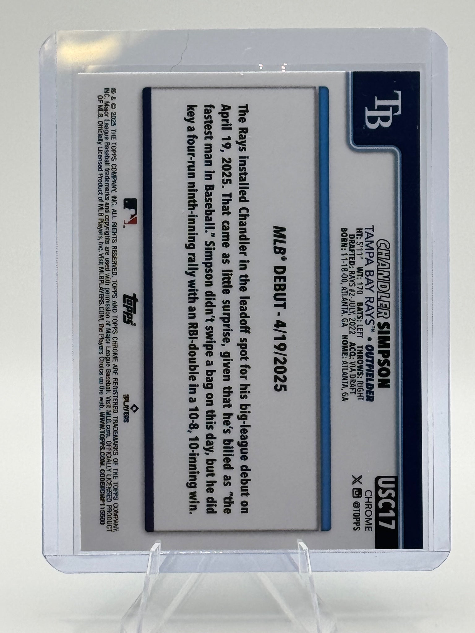 2025 Topps Chrome Update Chandler Simpson #USC17 Rays Near Mint