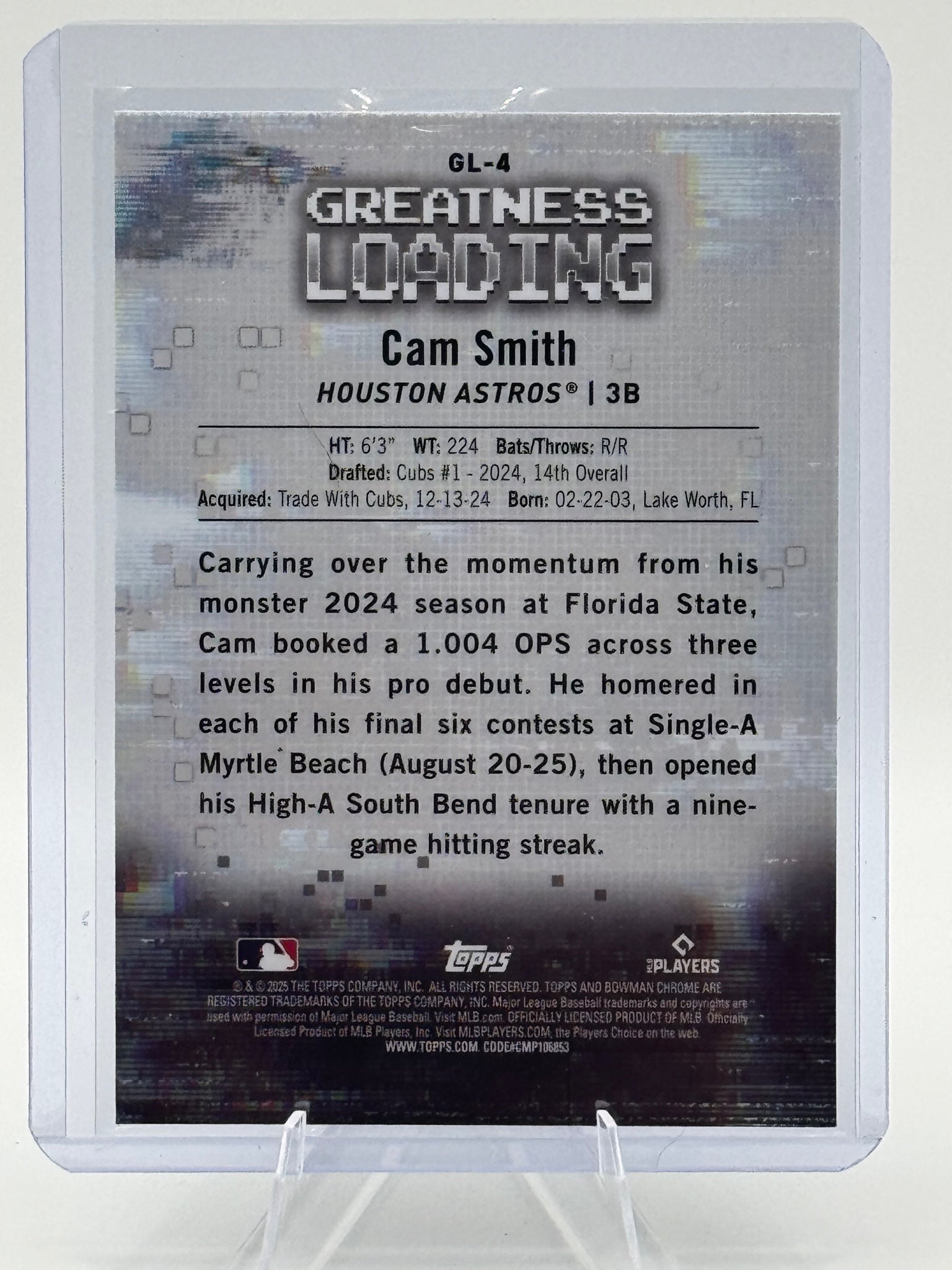 2025 Bowman Cam Smith #GL-4 Greatness Loading Houston Astros Near Mint or Better
