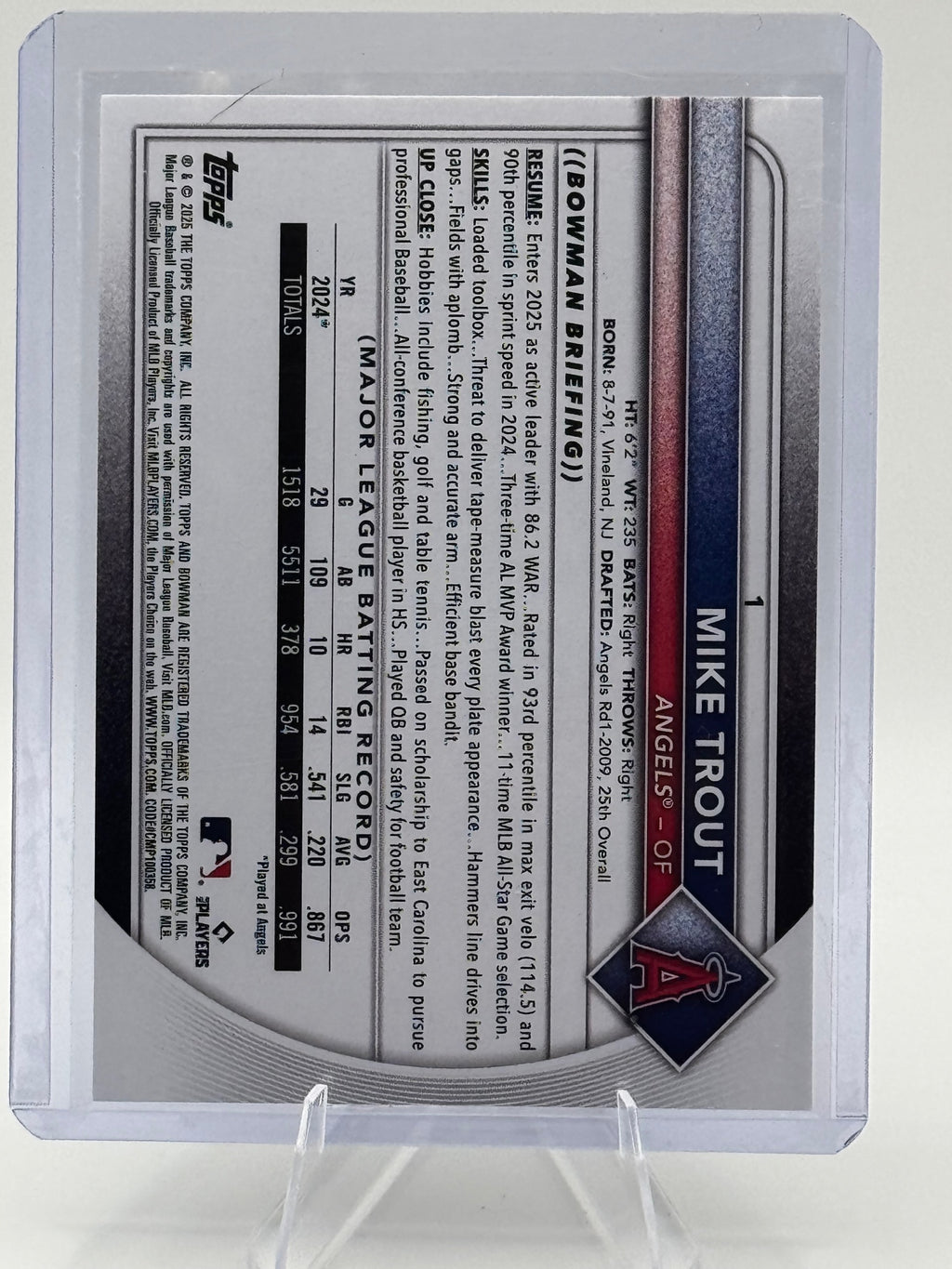 2025 Bowman Mike Trout #1 Los Angeles Angels Near Mint or Better