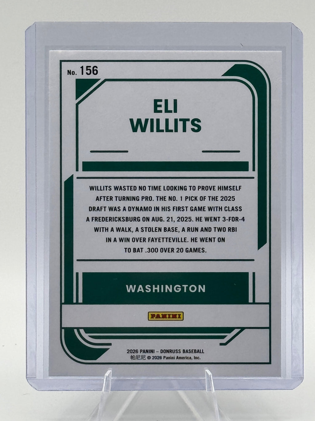 2026 Donruss Eli Willits #156 Washington Nationals Near Mint or Better