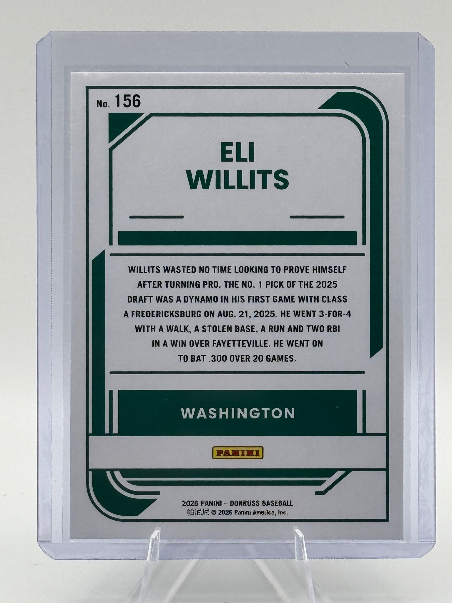 2026 Donruss Eli Willits #156 Washington Nationals Near Mint or Better