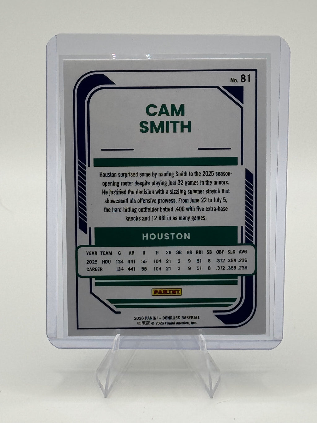 2026 Donruss Cam Smith #81 Houston Astros Near Mint or Better