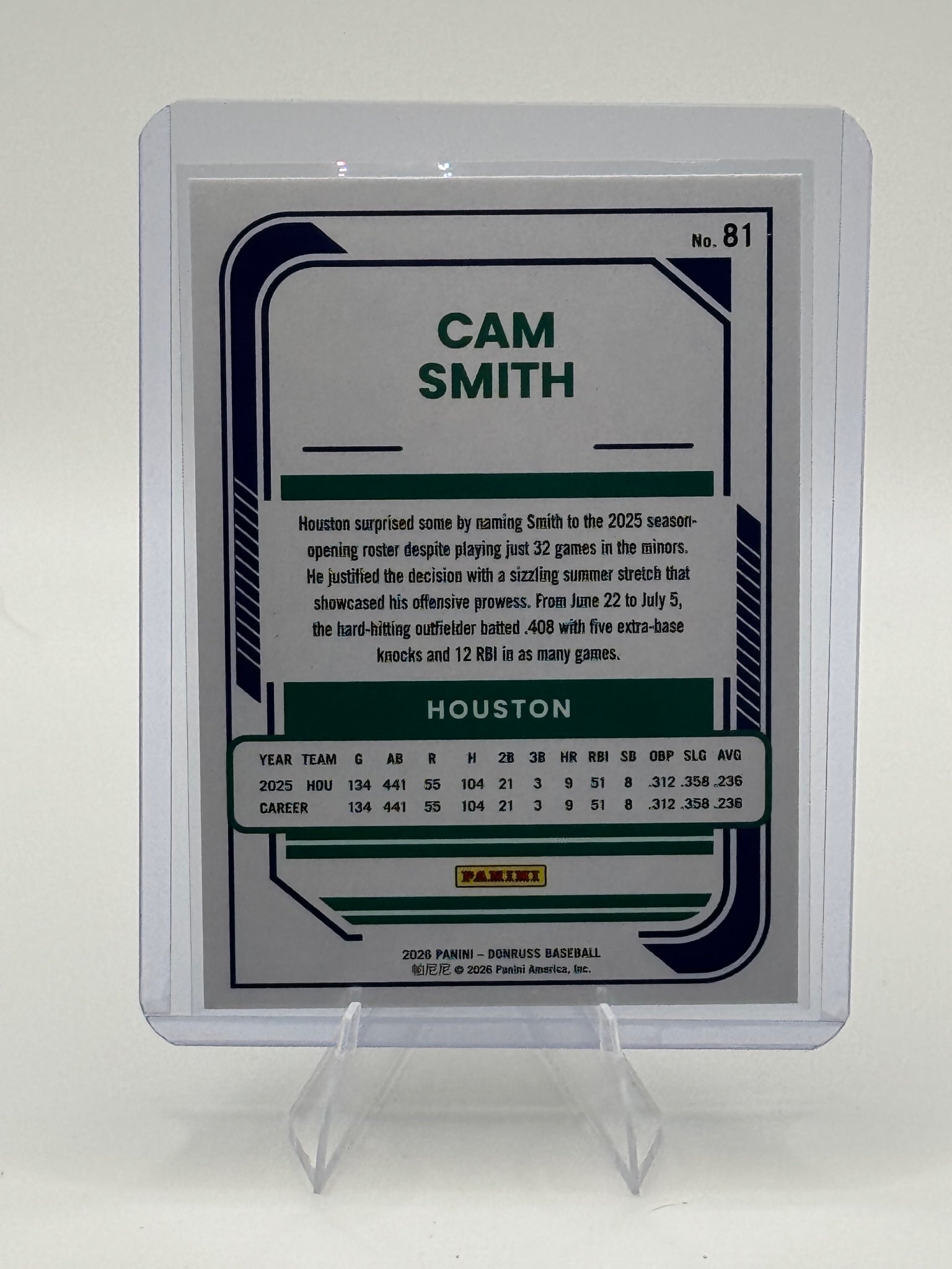 2026 Donruss Cam Smith #81 Houston Astros Near Mint or Better