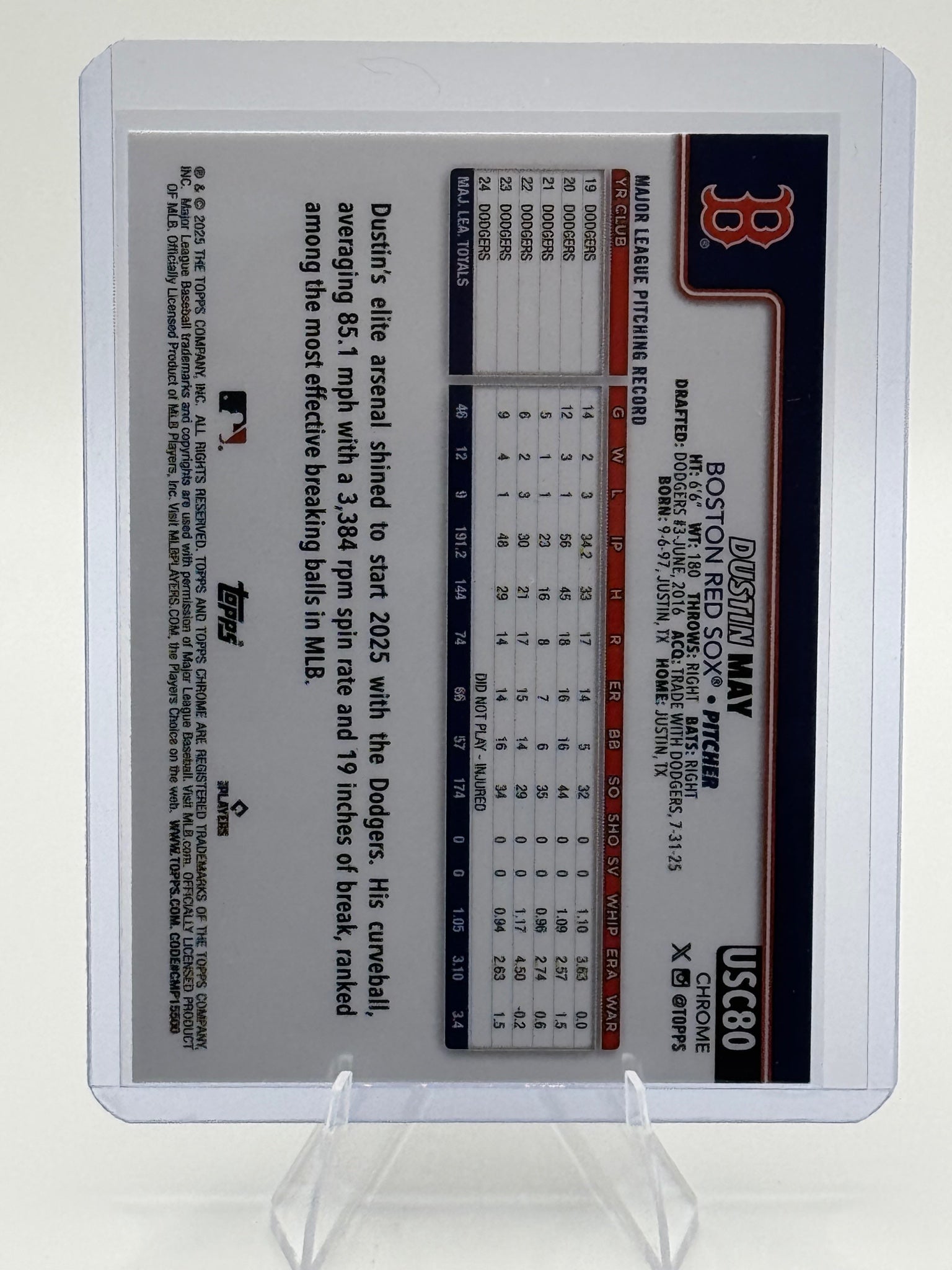 2025 Topps Chrome Update Dustin May #USC80b Boston Red Sox Near Mint or Better