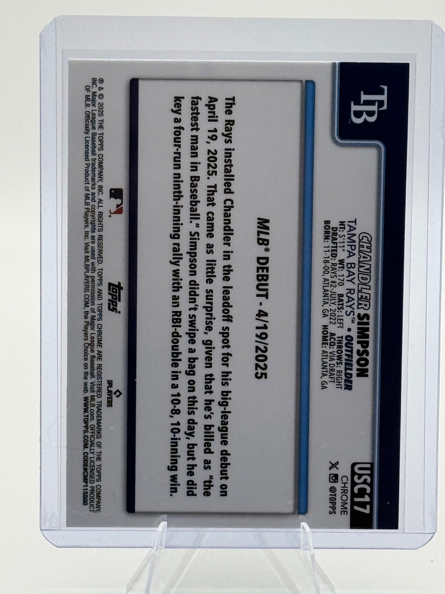 2025 Topps Chrome Update Chandler Simpson #USC17 ToppsFractors Rays NM