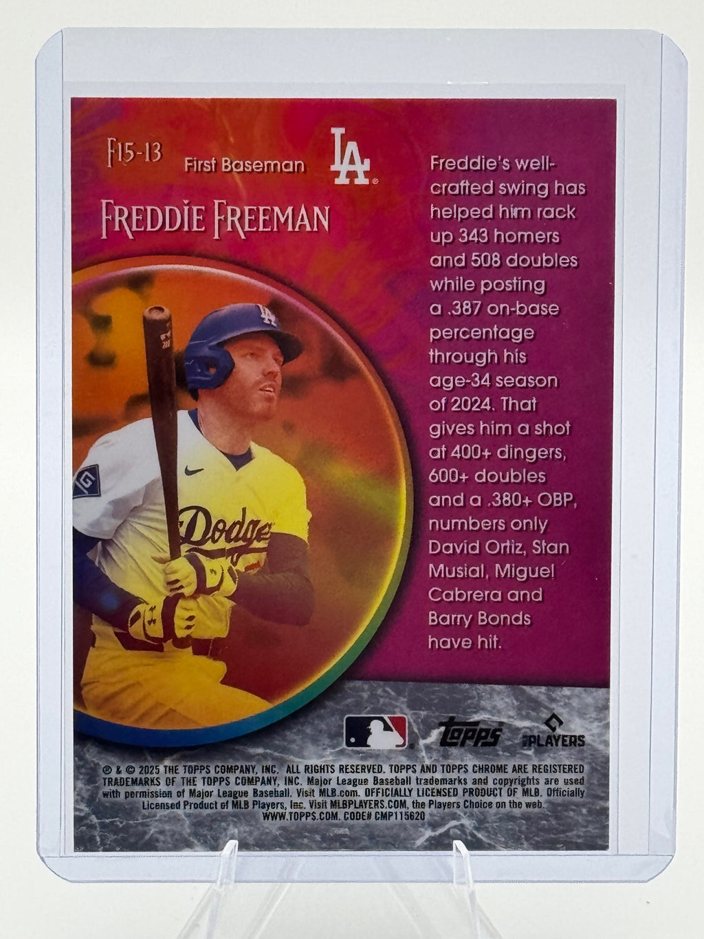 2025 Topps Chrome Update Freddie Freeman #F15-13 Fortune 15 Dodgers Near Mint