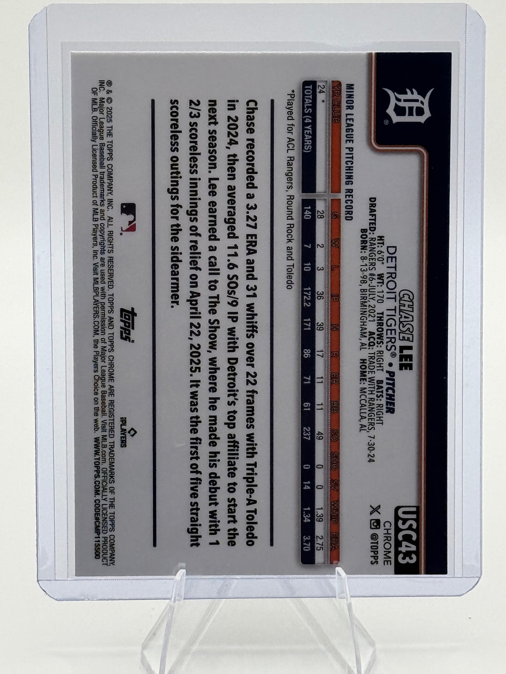 2025 Topps Chrome Update Chase Lee #USC43 Detroit Tigers Rookie Near Mint