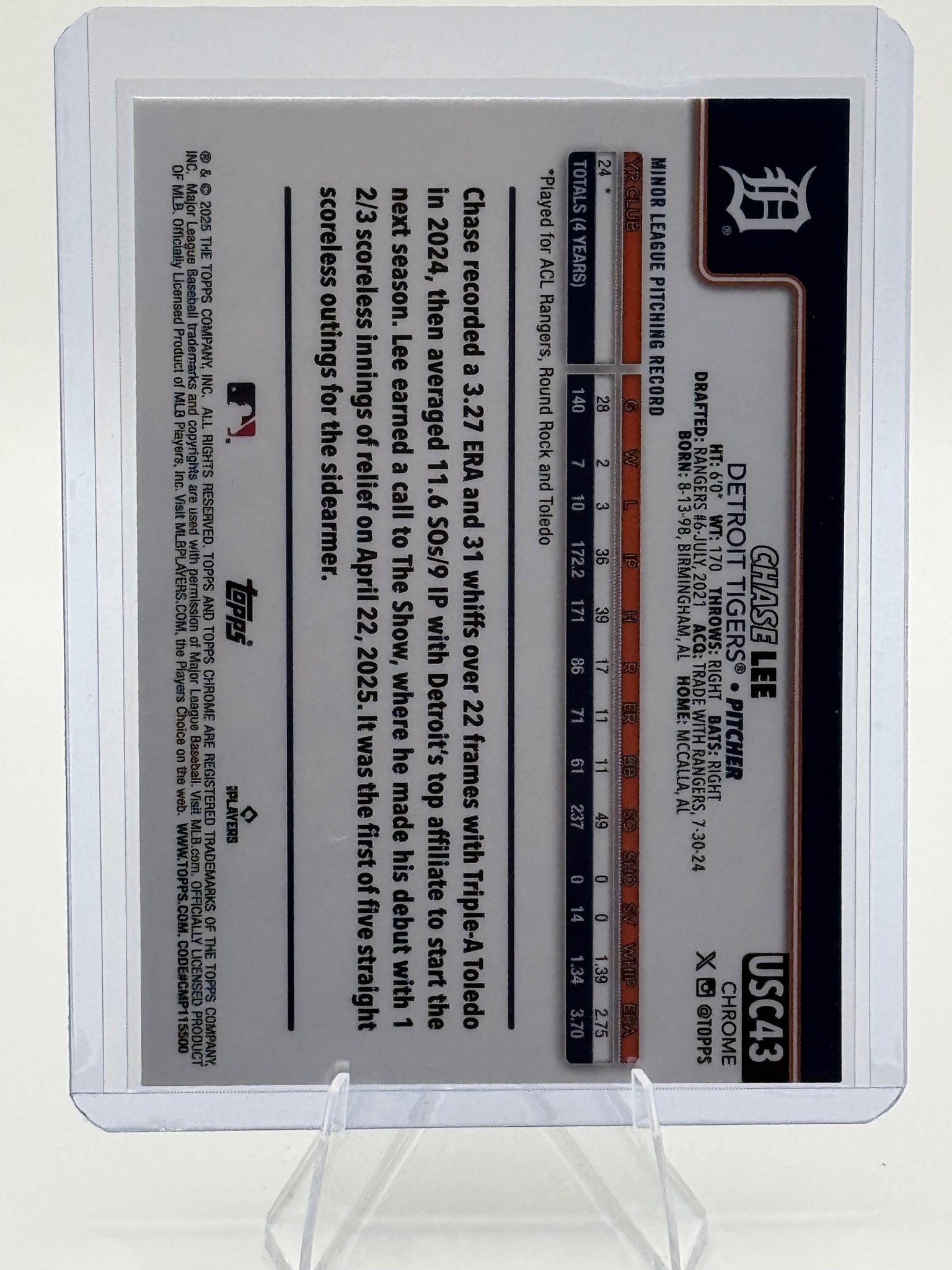 2025 Topps Chrome Update Chase Lee #USC43 Detroit Tigers Rookie Near Mint