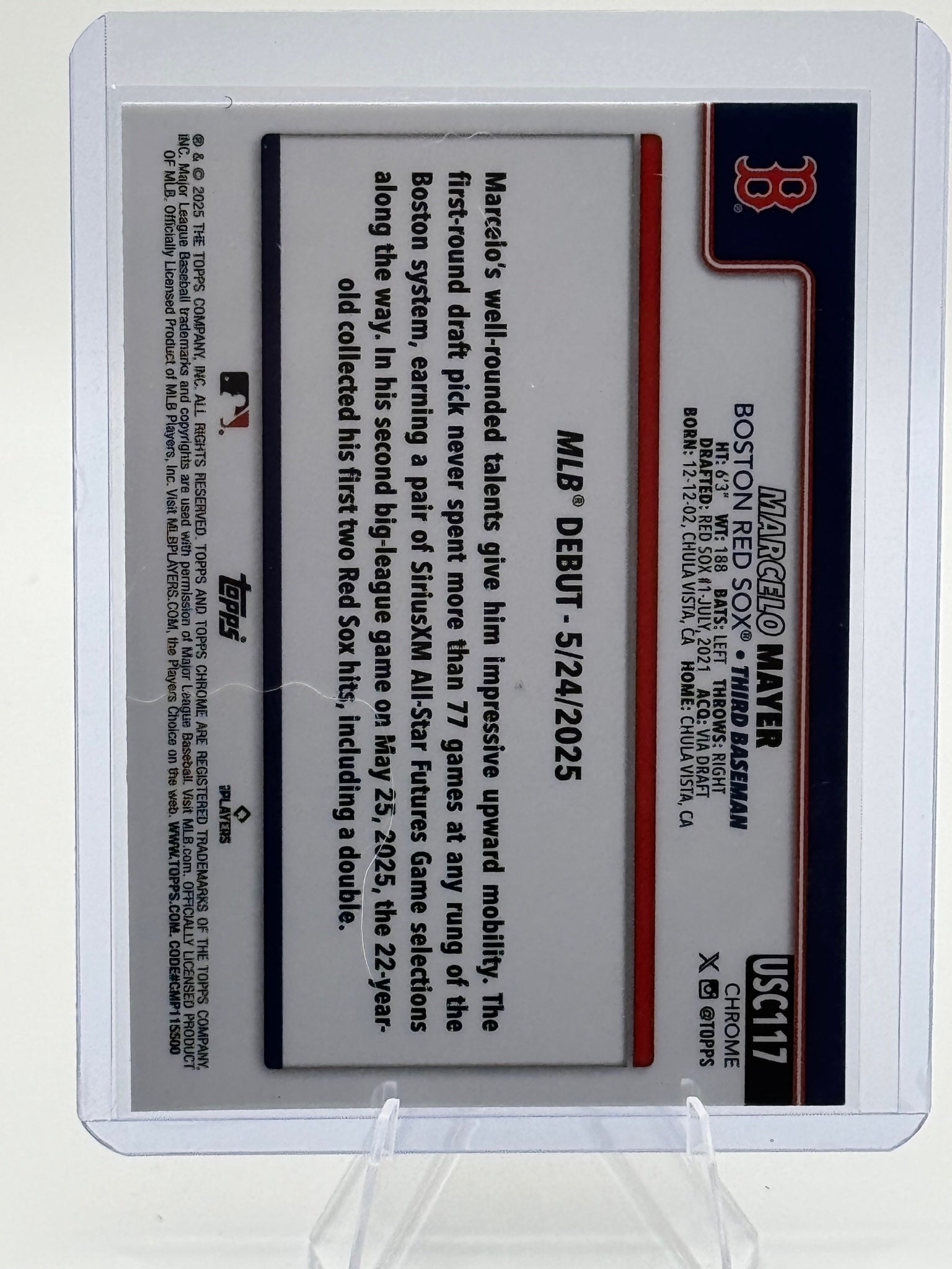 2025 Topps Chrome Update Marcelo Mayer #USC117 Boston Red Sox Near Mint
