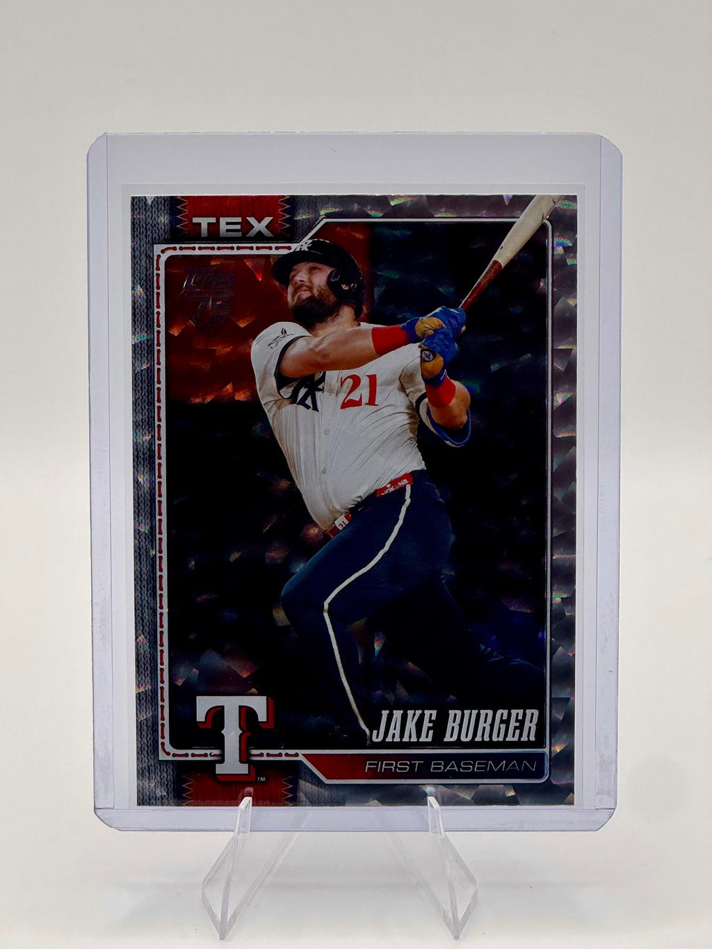 2026 Topps Jake Burger #451 Silver Crackle Foil Rangers Near Mint
