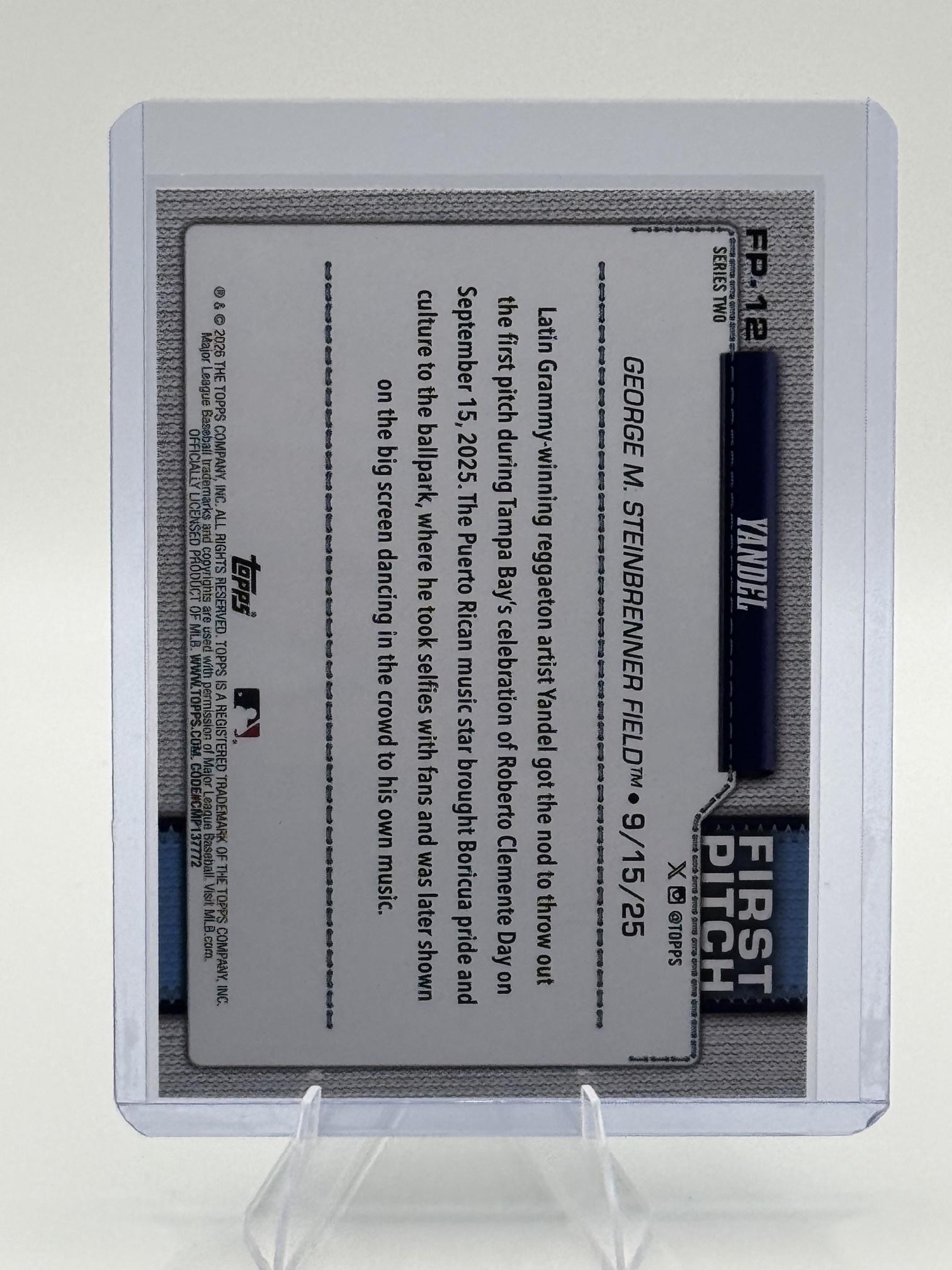2026 Topps Yandel #FP-12 First Pitch Tampa Bay Rays Near Mint or Better