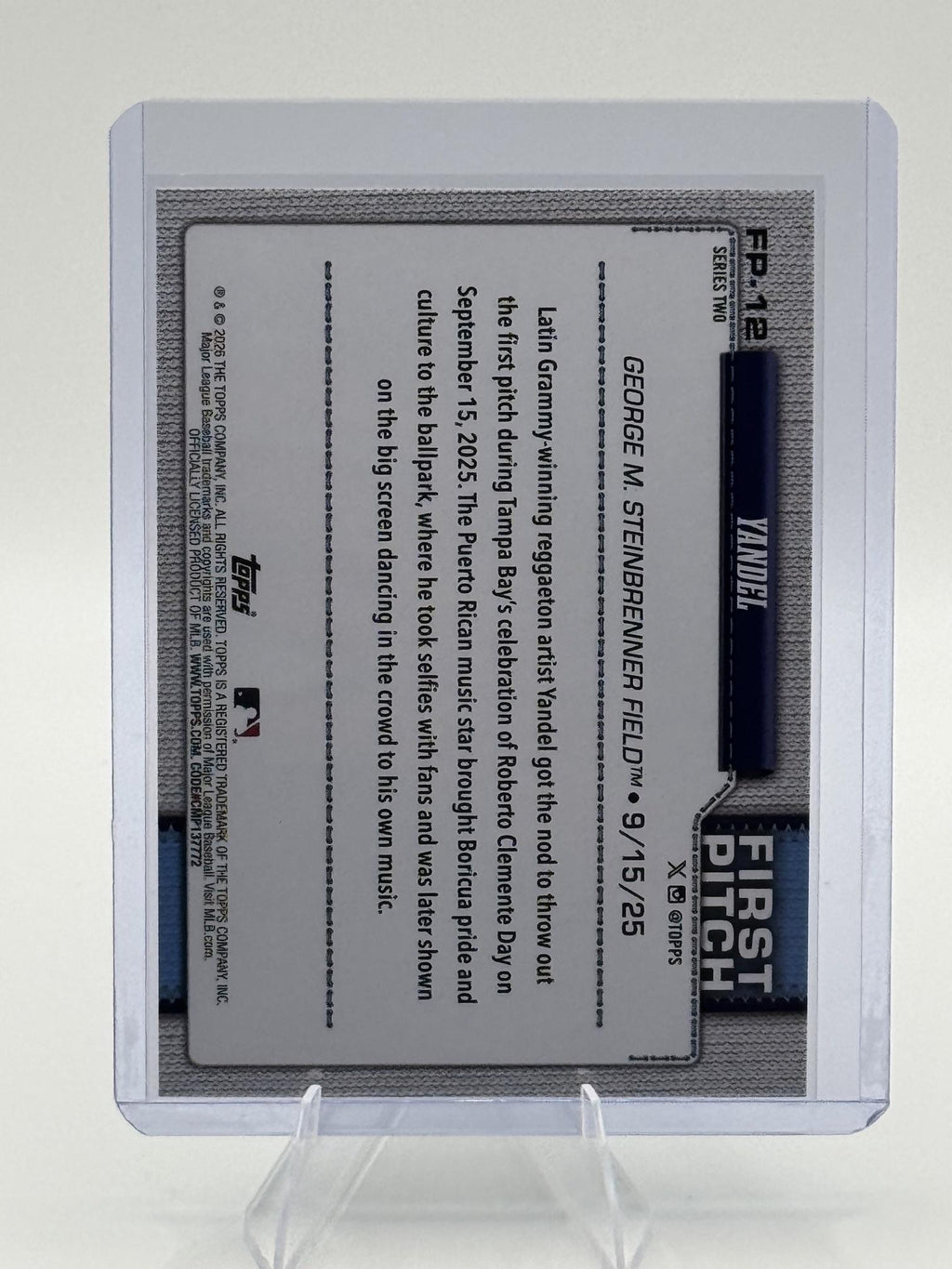 2026 Topps Yandel #FP-12 First Pitch Tampa Bay Rays Near Mint or Better