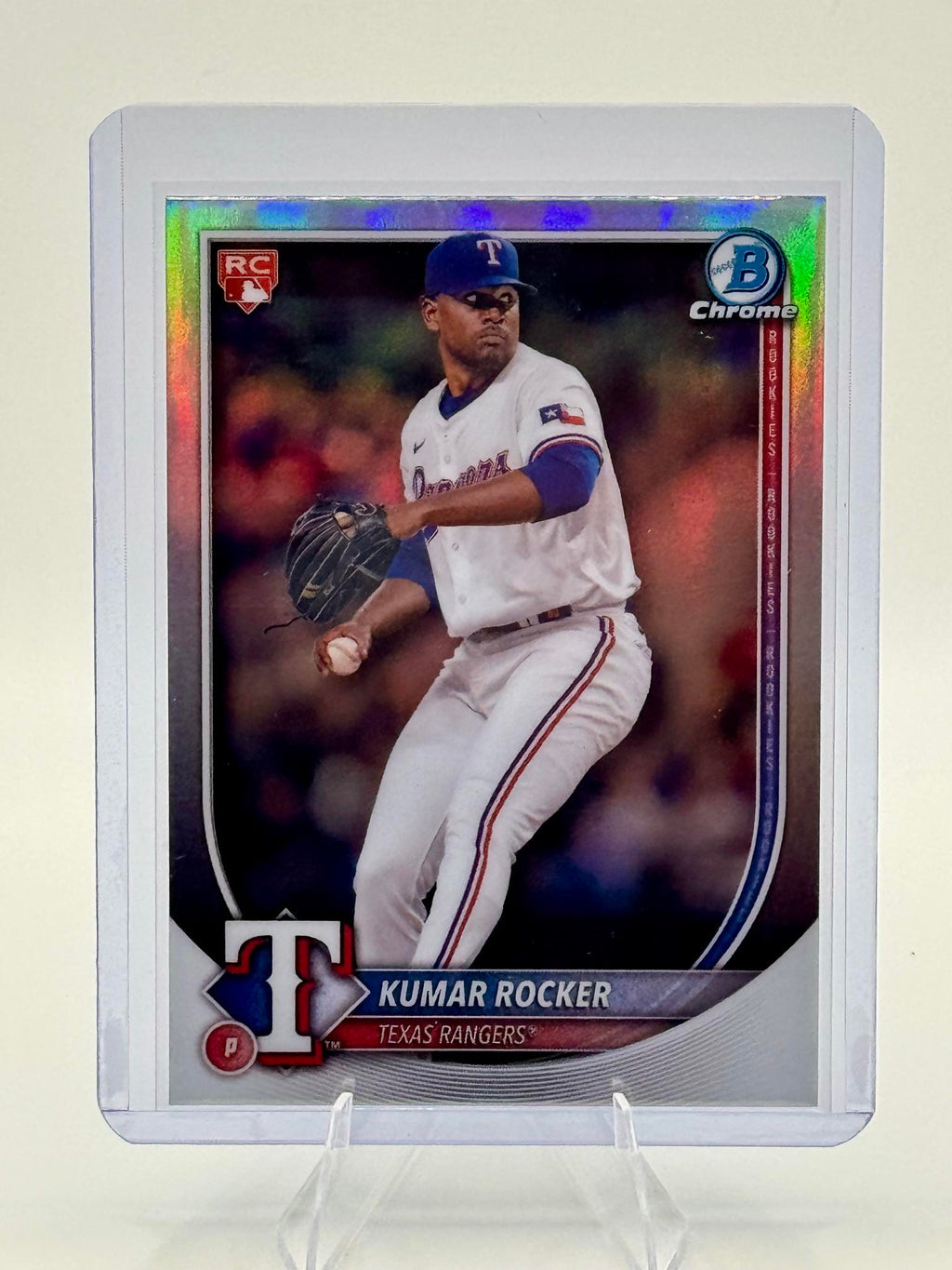2025 Bowman Kumar Rocker #80 Bowman Chrome Red Rookie Rangers Rookie NM