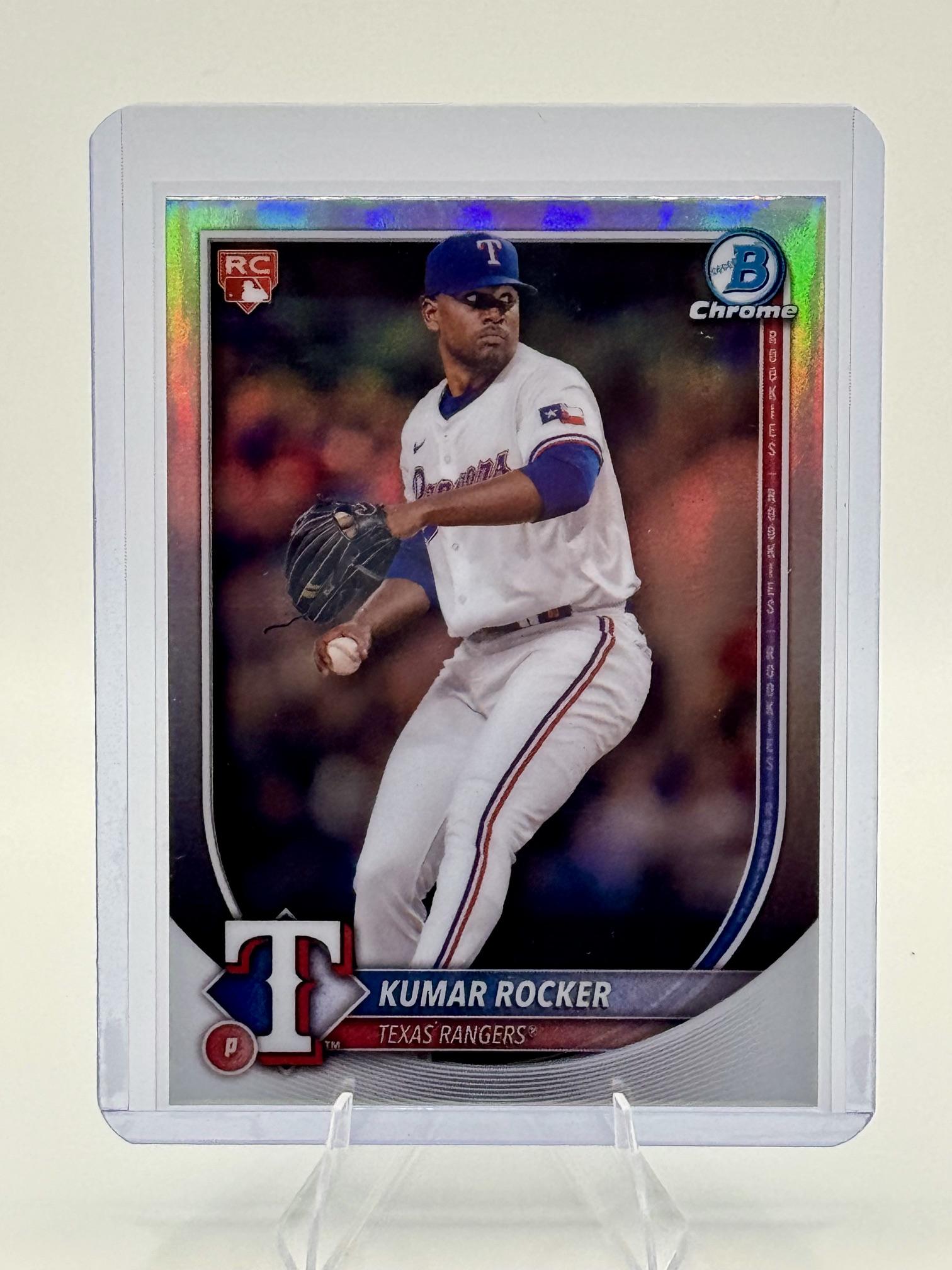 2025 Bowman Kumar Rocker #80 Bowman Chrome Red Rookie Rangers Rookie NM