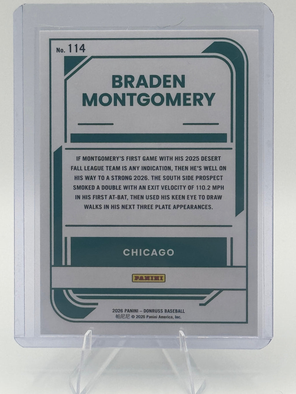 2026 Donruss Braden Montgomery #114 Chicago White Sox Near Mint or Better