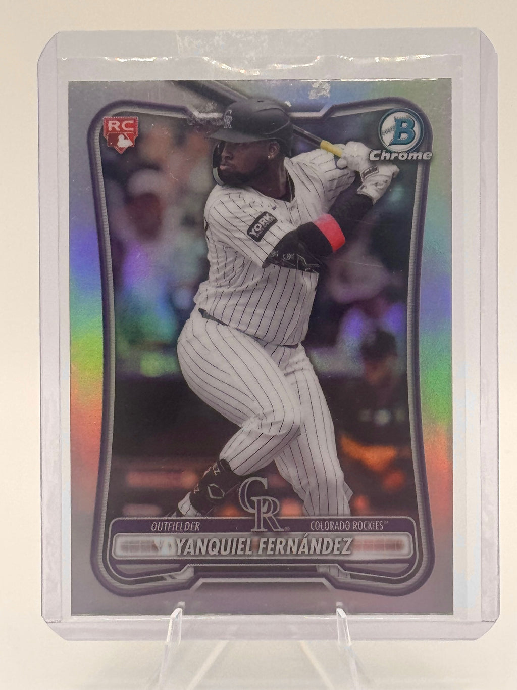 2026 Bowman Yanquiel Fernández #91 Rookie Red RC Logo Colorado Rockies NM