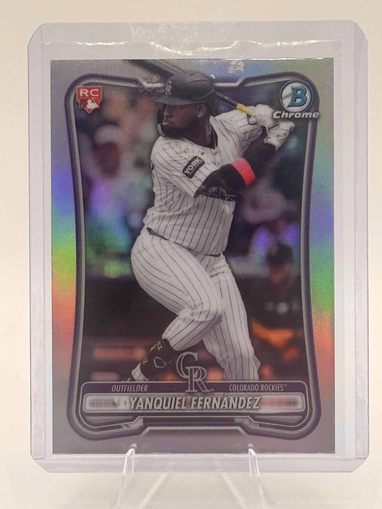 2026 Bowman Yanquiel Fernández #91 Rookie Red RC Logo Colorado Rockies NM