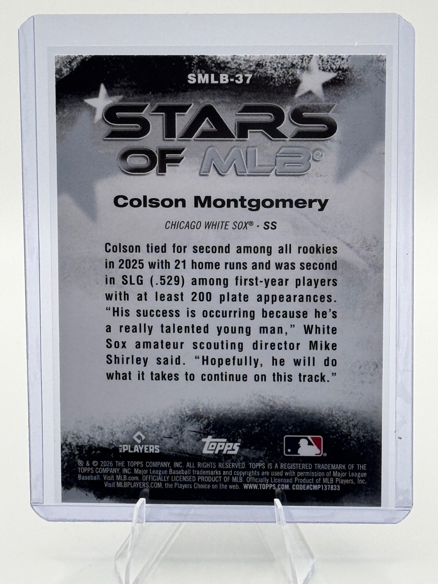 2026 Topps Colson Montgomery #SMLB-37 Stars of MLB Chicago White Sox Near Mint