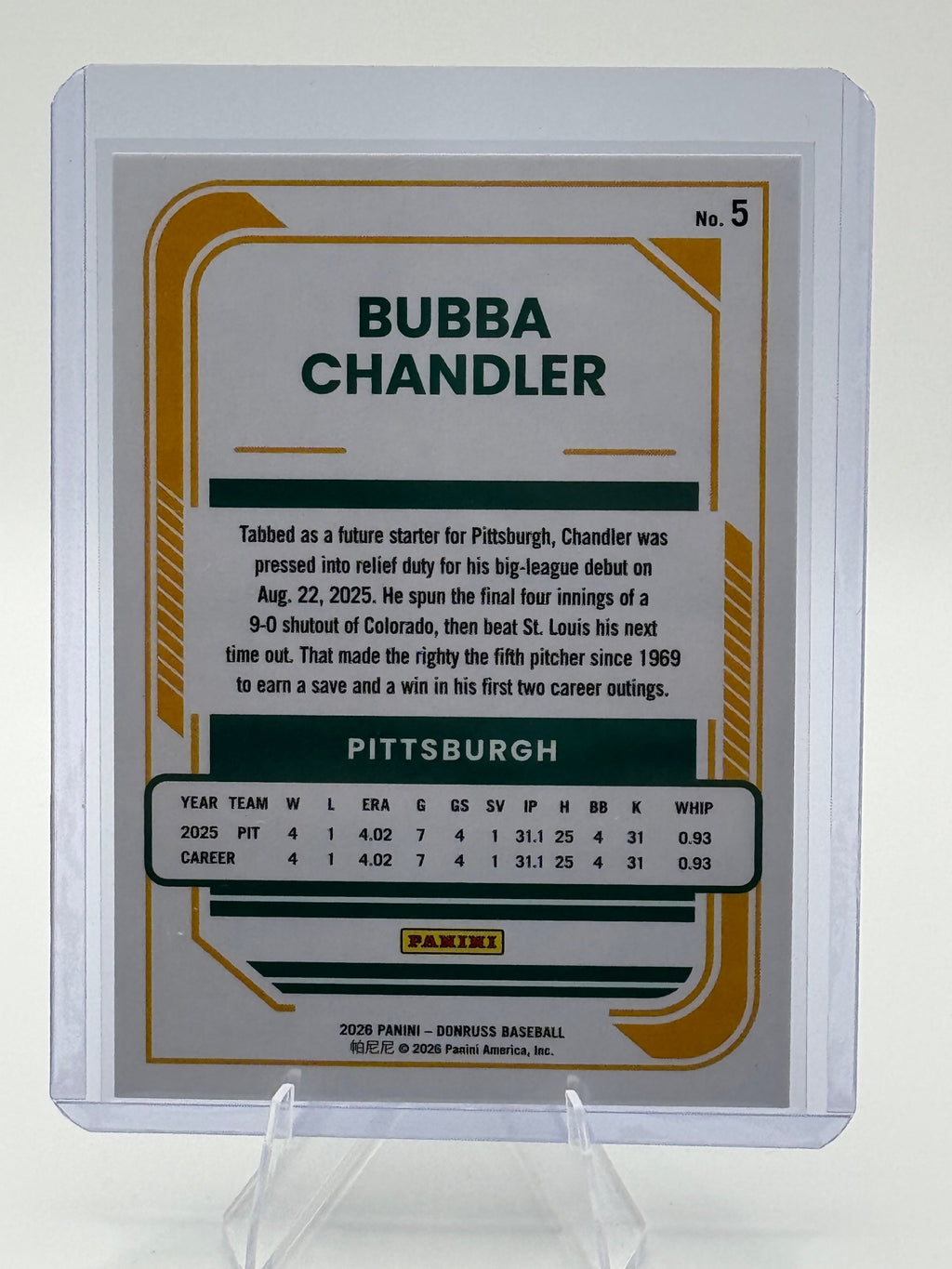 2026 Donruss Bubba Chandler #5 Pittsburgh Pirates Near Mint