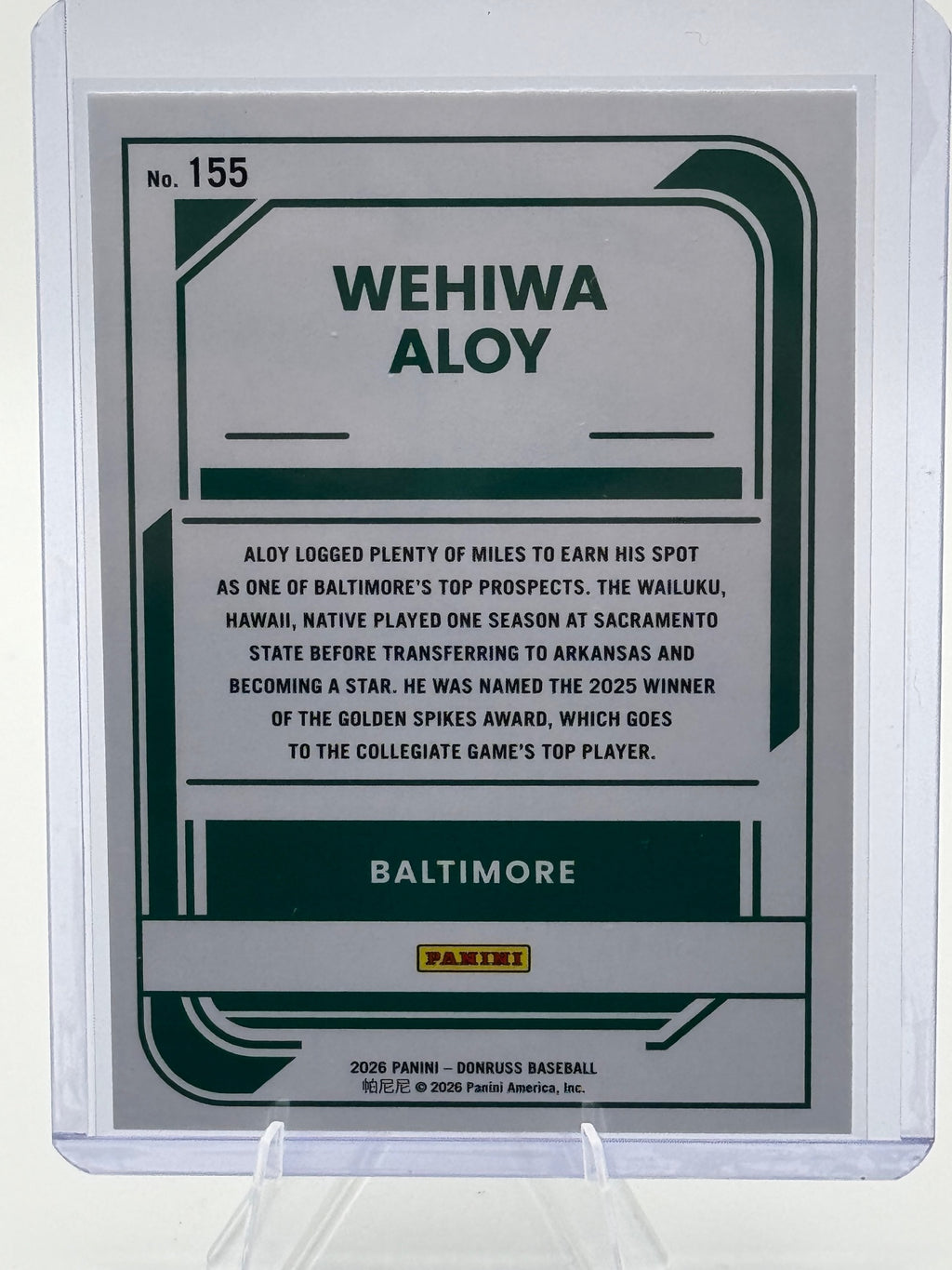 2026 Donruss Wehiwa Aloy #155  Baltimore Orioles Near Mint