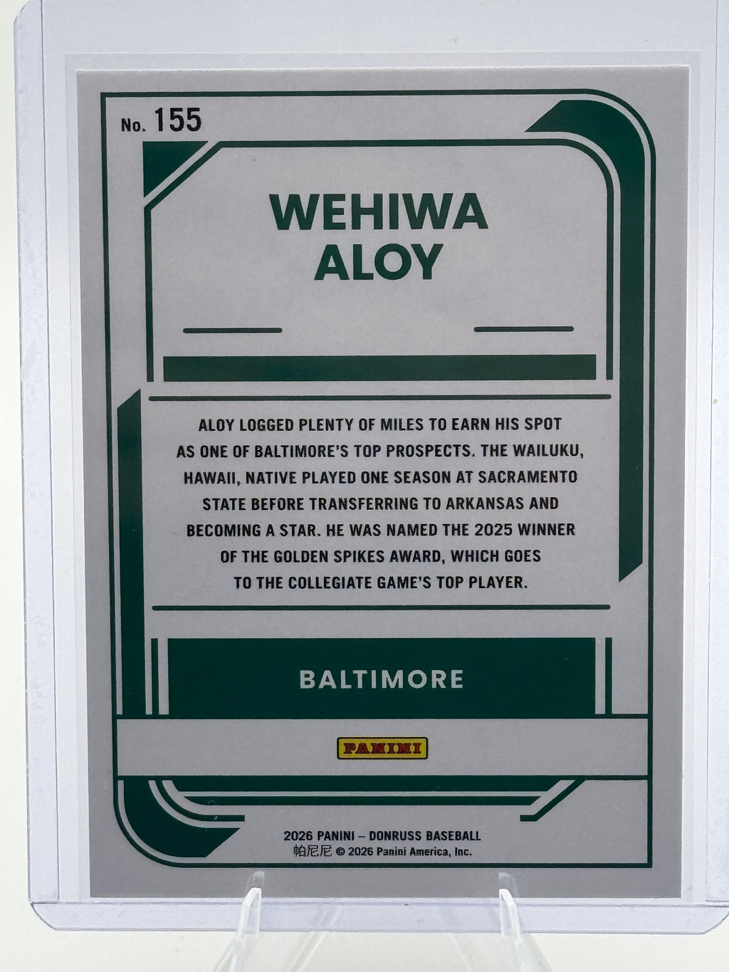 2026 Donruss Wehiwa Aloy #155 Liberty Baltimore Orioles Near Mint or Better