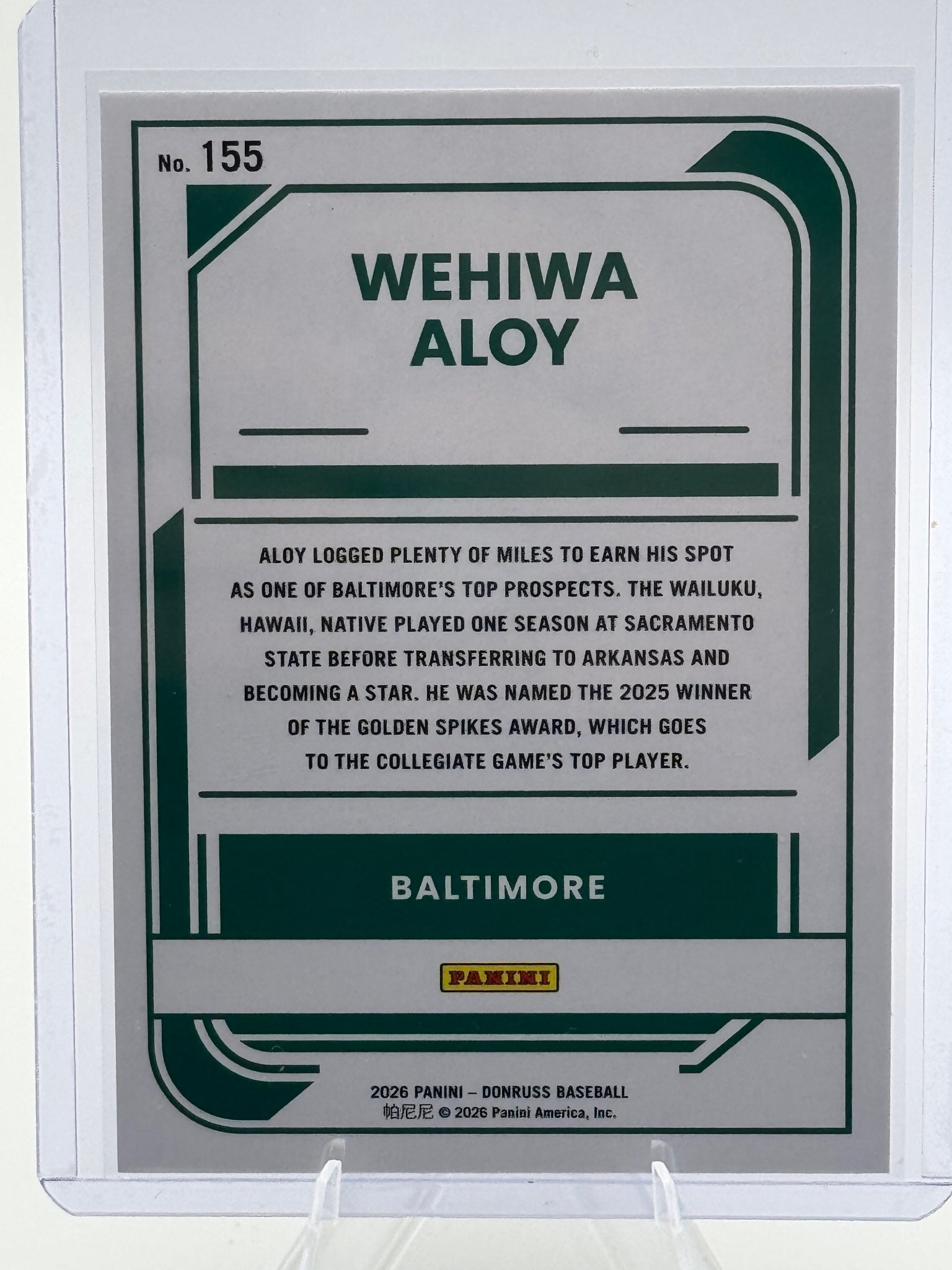 2026 Donruss Wehiwa Aloy #155 Liberty Baltimore Orioles Near Mint or Better